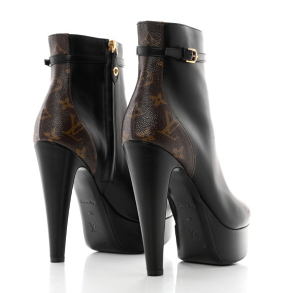 Calfskin Monogram Afterglow Platform Ankle Boots 37 - Picture 1 of 6